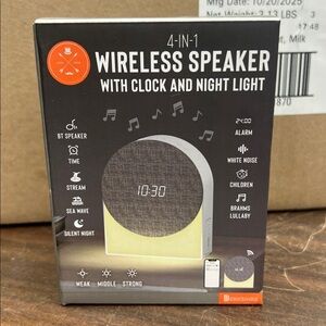 Berkshire Four-In-One Wireless Speaker With Clock And Night Light